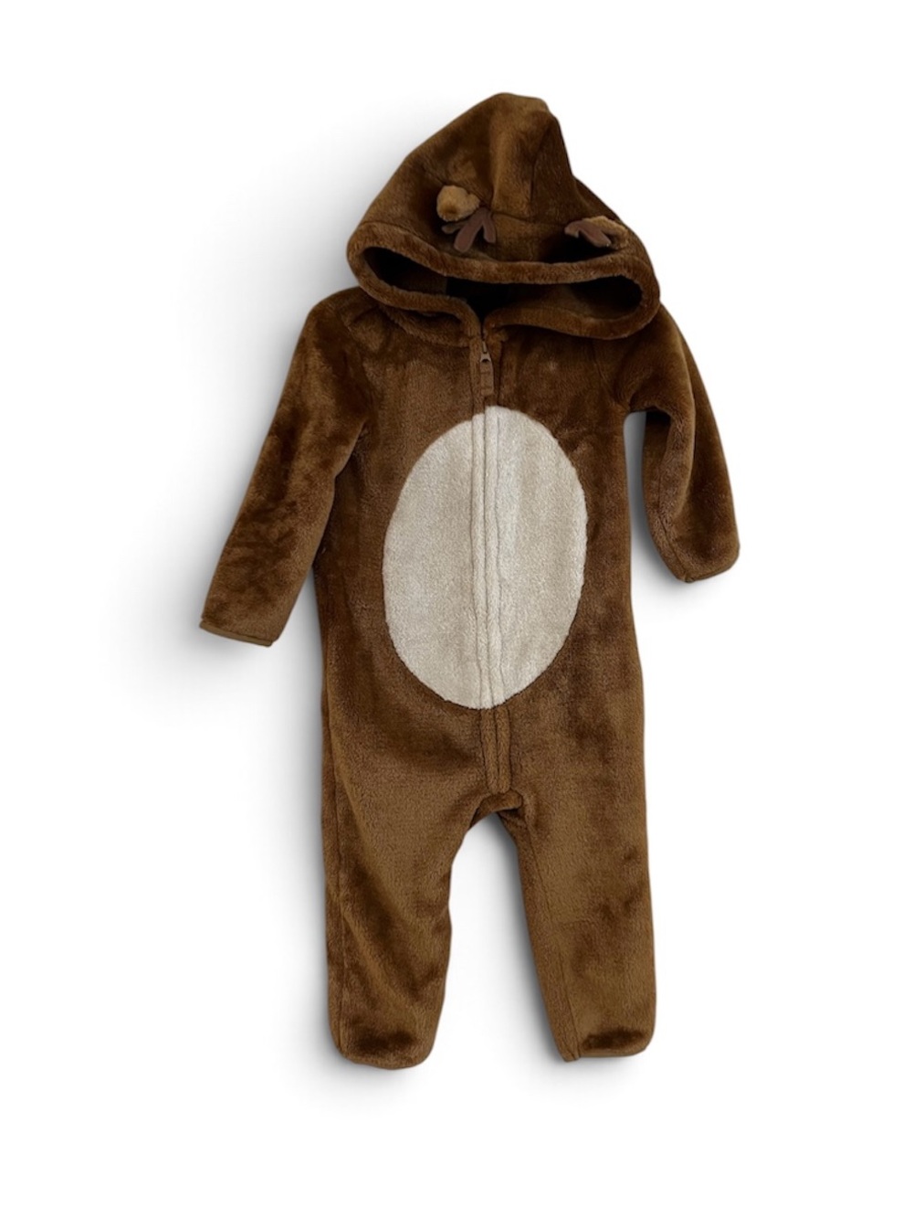 Carter's Brown and Cream Hooded Teddy One-Piece 18 months